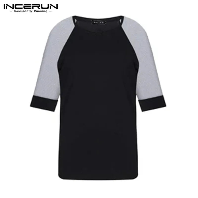 2023 Summer Mesh Patchwork Men T Shirt Short Sleeve Slim O Neck Party Sexy Breathable Nightclub T-shirts Casual Tee Tops INCERUN