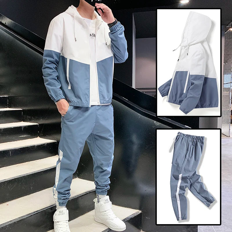 Herren Trainingsanzug Casual Joggers Kapuzen Sportswear Jacken und Hosen 2 Stück Sets Hip Hop Laufsport Anzug