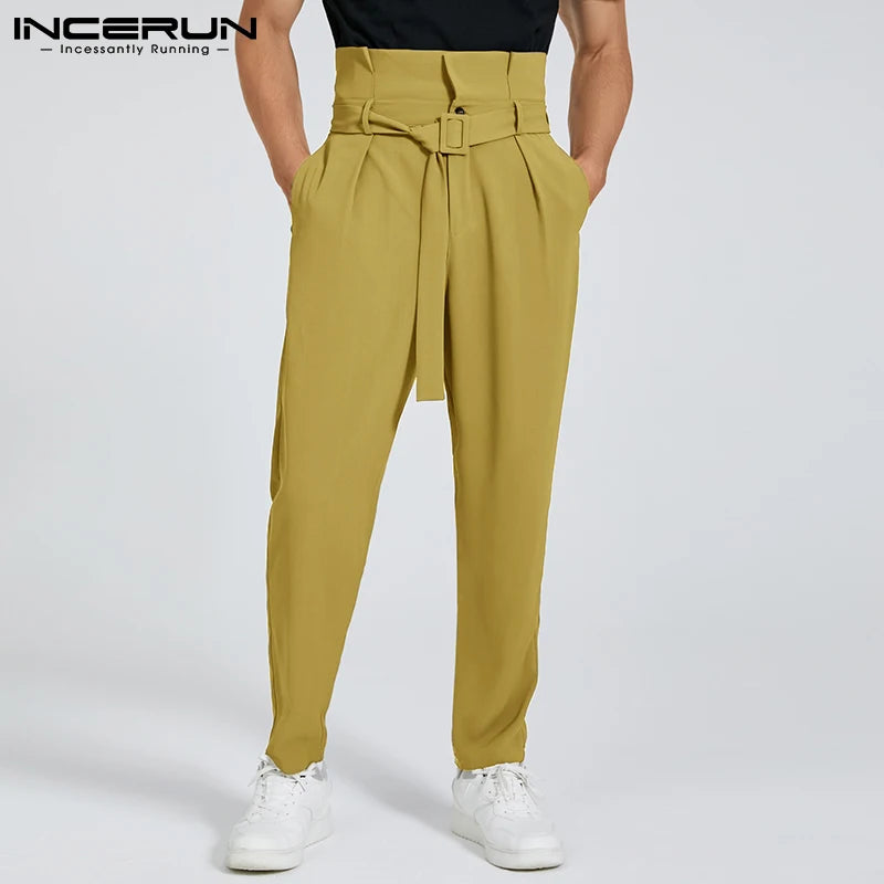 INCERUN Style américain Mode Nouveaux Hommes Pantalons Décontractés Streetwear Pantalons Hommes À Lacets Grande Poche Cargo Pantalons Longs S-5XL 2023