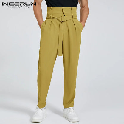 INCERUN American Style Fashion New Men Pantalons Casual Streetwear Trousers Male Lace-up Big Pocket Cargo Long Pants S-5XL 2023