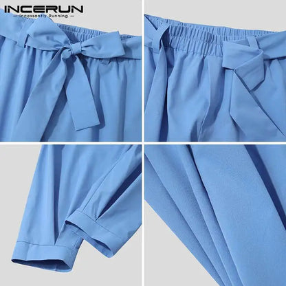 INCERUN 2023 New Men's Fashion Solid Color Pants Drawstring Casual Harem Trouser Chinomen's Loose Wide Leg Pant Trousers S-5XL 7