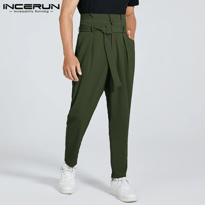 INCERUN American Style Fashion New Men Pantalons Casual Streetwear Trousers Male Lace-up Big Pocket Cargo Long Pants S-5XL 2023