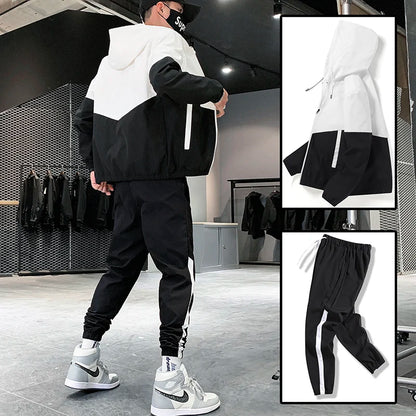 Survêtement pour hommes, jogging décontracté, vêtements de sport à capuche, vestes et pantalons, ensembles 2 pièces, costume de sport de course hip-hop