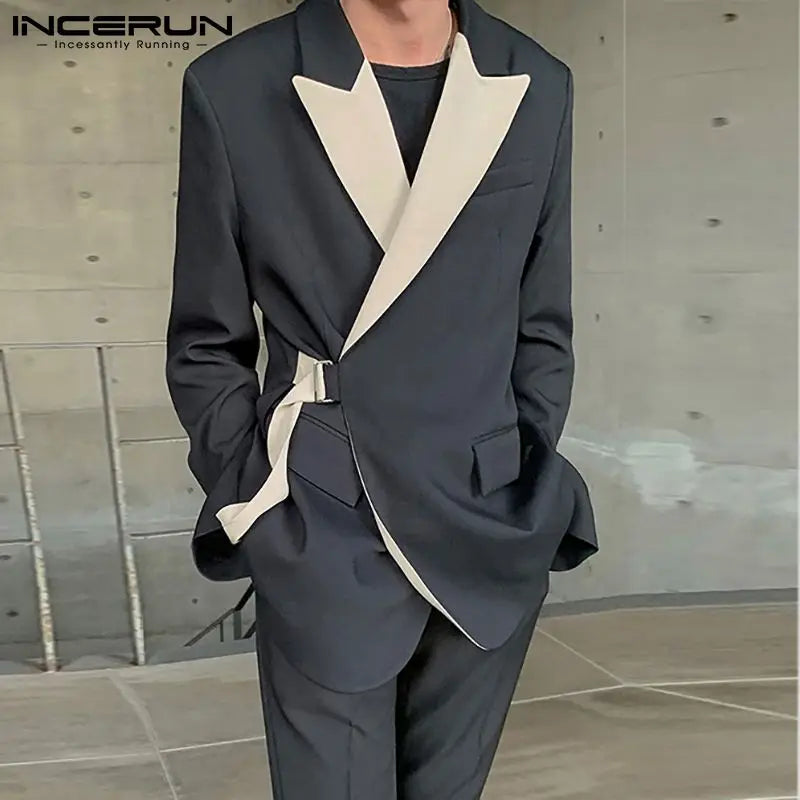 INCERUN Tops 2024 Style coréen élégant nouveaux costumes pour hommes décontractés streetwear couture couleur costumes mode à manches longues Blazer S-5XL