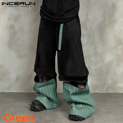 INCERUN 2024 Korean Style Trousers Stylish New Mens Color Blocked Wide Leg Zipper Design Pants Casual Streetwear Pantalons S-5XL