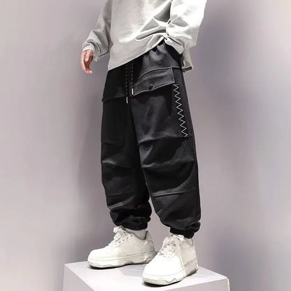 HOUZHOU Korean Cargo Pants Men Japanese Streetwear Oversize Sweatpants Harajuku Casual Joggers Kpop Trendy Trousers Hip Hop