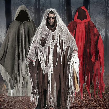 Costume unisexe d'Halloween fantôme détraqueurs Cosplay gothique horreur zombie en lambeaux capes à capuche accessoires de fête du jour des morts capes