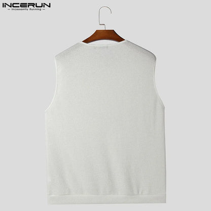 Fashion Well Fitting Tops INCERUN Men Mesh Spliced Flower Design Vests Summer Casual Male O-neck Sleeveless Tank Tops S-5XL 2024