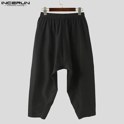 INCERUN 2024 Pantalons de style coréen pour hommes Mode Pantalons larges et longs Pantalons décontractés Streetwear Patchwork Pantalons de contraste de couleur S-5XL