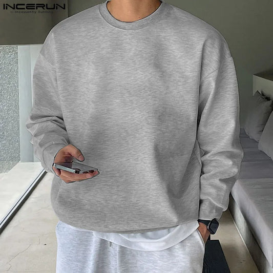 Handsome Well Fitting Tops INCERUN Men's Simple Letter Printed Pullovers Casual Streetwear O-neck Long Sleeved Sweatshirts S-5XL