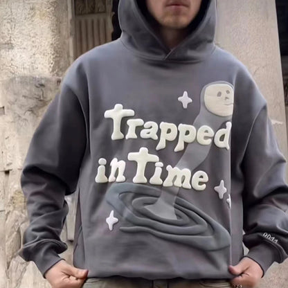 2023 Nouveau Tripped In Time Foam Stars Sweats à capuche en polaire gris pour hommes et femmes Harajuku Streetwear Sweats à capuche en coton amples