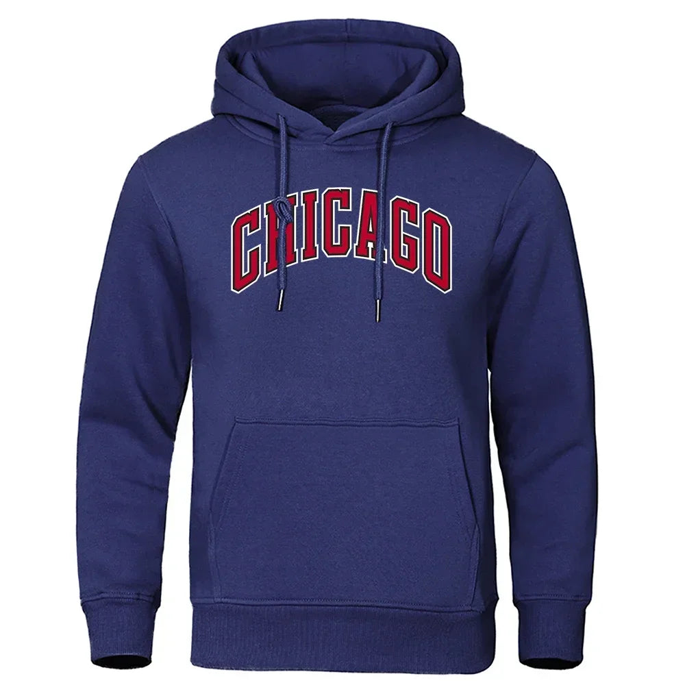 Sweat à capuche imprimé de rue pour homme, uniforme de basket-ball de Chicago, vêtements amples, pull à poche, sweat à capuche doux et confortable