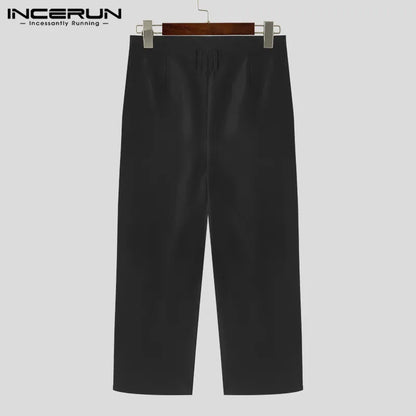 INCERUN 2024 Koreanische Stil Neue Herren Hosen Plissee-Design Gerade Bein Pantalons Casual Alle-spiel Einfache Feste Lange Hosen S-5XL