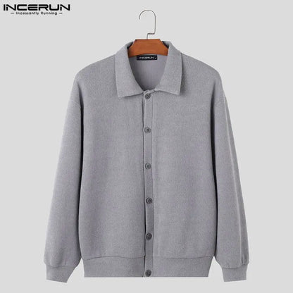 Handsome Well Fitting Tops INCERUN Men Knitted Sweater Casual Street Autumn Winter Male Solid Long Sleeve Cardigan Sweater S-5XL