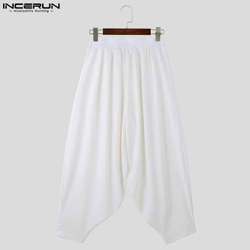 INCERUN 2024 Pantalons de Style Coréen Mode Nouveaux Hommes Solides Lâches Pantalons Longs Décontractés Streetwear Confortables Pantalons à Jambes Larges S-5XL