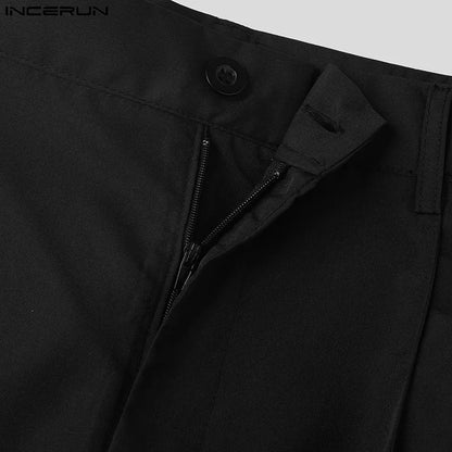 INCERUN 2023 Pantalons pour hommes de style américain nouveaux pantalons de style à pointes à la mode pantalons longs décontractés solides simples tout-match S-5XL