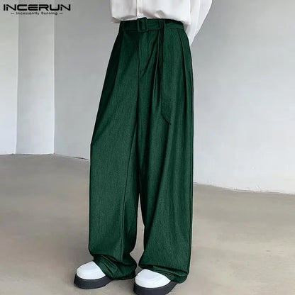 INCERNU 2024 Korean Style Trousers Men's Solid All-match Long Pants Casual Streetwear Male Simple Loose Wide Leg Pantalons S-5XL