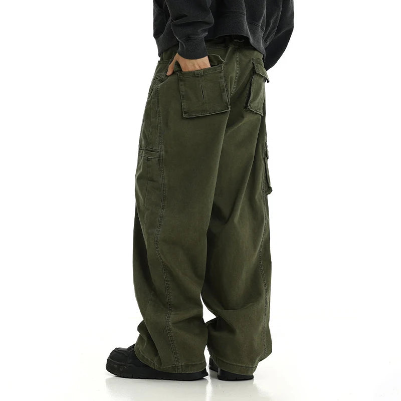 HOUZHOU Techwear Weite Cargohose Herren Hip Hop Weite Beinhose Männliche Streetwear Lose Beiläufige Übergröße Koreanische Herrenbekleidung