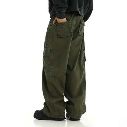 HOUZHOU Techwear Wide Cargo Pants Men Hip Hop Wide Leg Trousers Male Streetwear Loose Casual Oversize Korean Mens Clothing