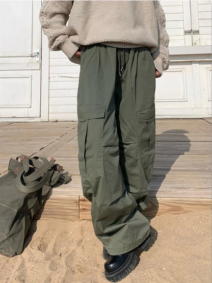 HOUZHOU Techwear Parachute Wide Cargo Pants Men Hip Hop Wide Leg Trousers Male Quick Drying Streetwear Loose Oversize Korean