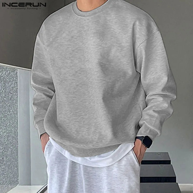 Handsome Well Fitting Tops INCERUN Men's Simple Letter Printed Pullovers Casual Streetwear O-neck Long Sleeved Sweatshirts S-5XL