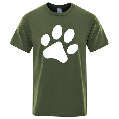 White Puppy Paw Print Man's T Shirts Comfy Crewneck Breathable Clothing Vintage Casual Men T-Shirts Oversize Vintage Tshirts