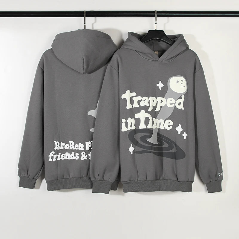 2023 Neue Tripped In Time Foam Stars Graue Fleece-Hoodies für Männer und Frauen Harajuku Streetwear Lose Baumwoll-Mit Kapuzenpullover