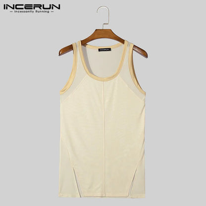 INCERUN Tops 2024 American Style Fashion Men's High Stretch Mesh See-through Vests Summer Casual Thin Sleeveless Tank Tops S-5XL