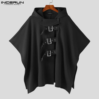 INCERUN Tops 2023 American Style Fashion Men Loose Well Fitting Trench Casual Male Solid Japanese-style Button Design Cape S-5XL