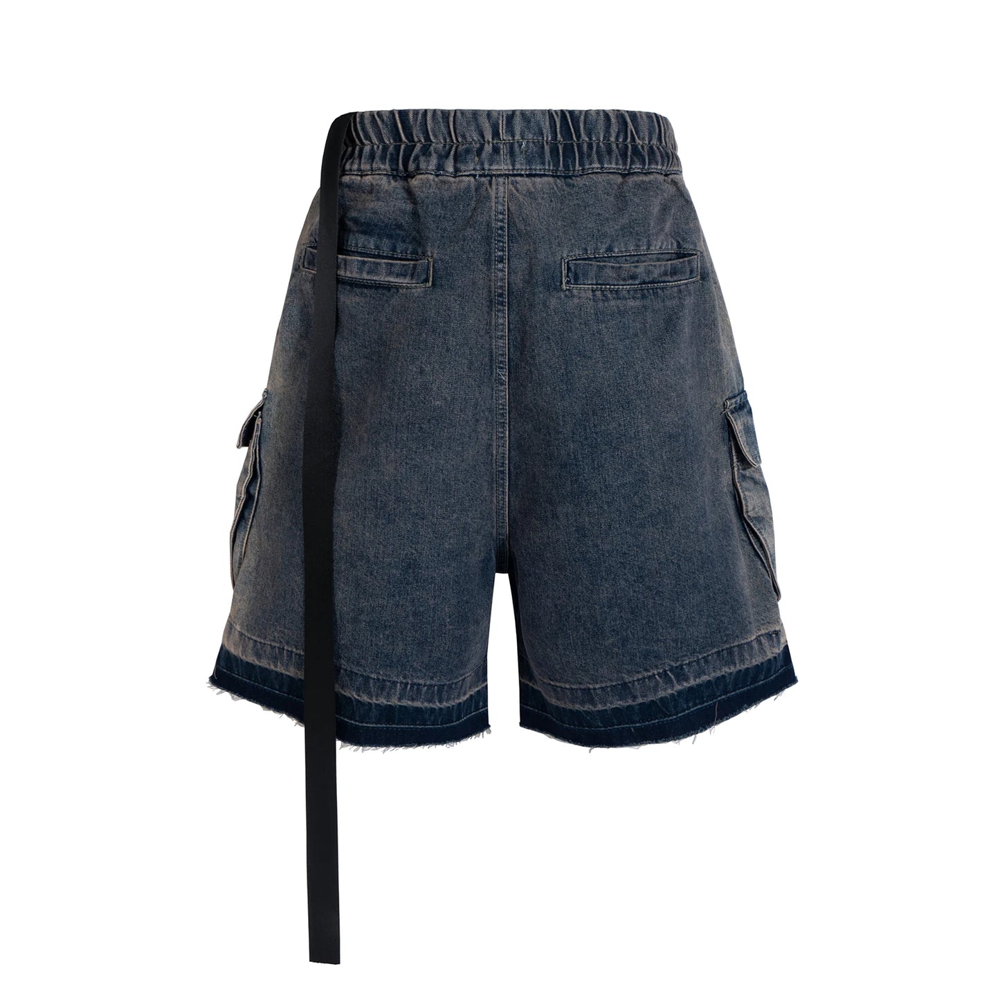 Short cargo multi-poches pour homme avec rubans de style Ro, taille élastique, jambe large, pantalon ample au genou