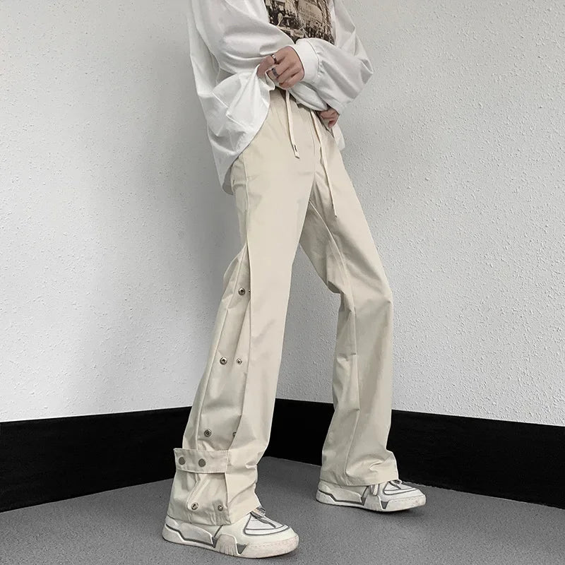 HOUZHOU Wide Leg Pants Men Sports Tracksuit Botton Slit Oversize Trousers Male Loose Casual Streetwear Hip Hop Spring and Autumn