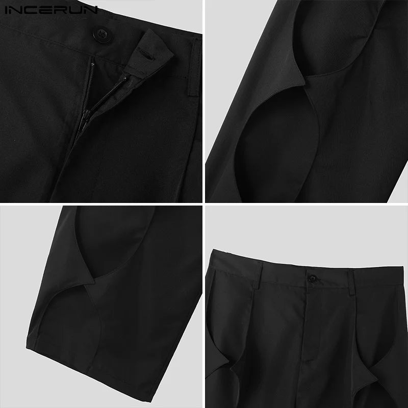 INCERUN 2023 Amerikanischen Stil Neue Herren Pantalons Modische Spiky Stil Hosen Casual Solide Einfache Alle-spiel Lange Hosen S-5XL