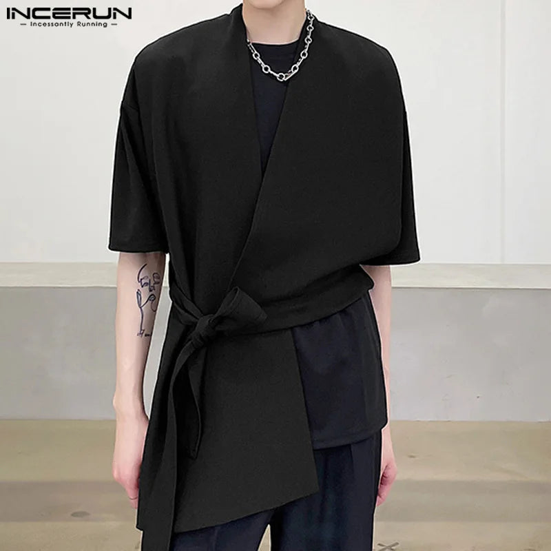 Casual Simple Style Tops INCERUN 2024 New Men Solid Asymmetric Design Vests Fashion Streetwear Loose Sleeveless Tank Tops S-5XL