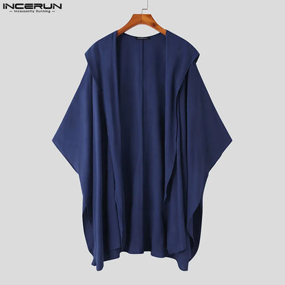 INCERUN Cotton Linen New Men's Tops 2023 Chinese Style Hooded Hoodie Shirts Casual Loose Solid Long Sleeve Cardigan Blouse S-5XL