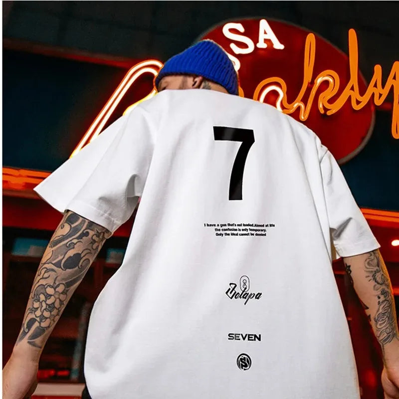 2023 New  High Street Seven Letter Printed T Shirt for Men Summer Crewneck Short Sleeve Tee Shirt Homme Hip Hop Y2K  T-shirt