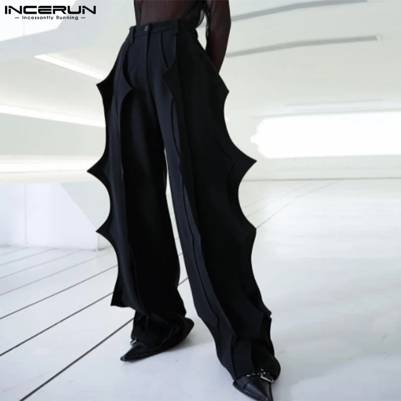 INCERUN 2023 Amerikanischen Stil Neue Herren Pantalons Modische Spiky Stil Hosen Casual Solide Einfache Alle-spiel Lange Hosen S-5XL