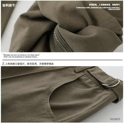 HOUZHOU Cargo Pants Men Hip Hop Zipper Wide Leg Trousers Male Japanese Oversize Outdoor Loose Casual Bottom Streetwear Pocket