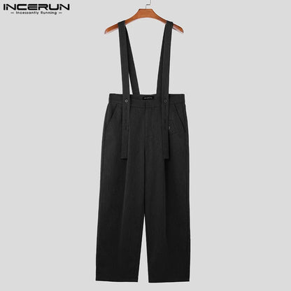 INCERUN 2023 Korean Style New Men's Fashionable Solid Rompers Casual Streetwear Male Hot Selling All-match Cargo Jumpsuits S-5XL