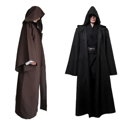 Männer Weiche Star War Robe Jedi Mit Kapuze Schwarz Braun Mantel mit Hut Halloween Party Cosplay Kostüm