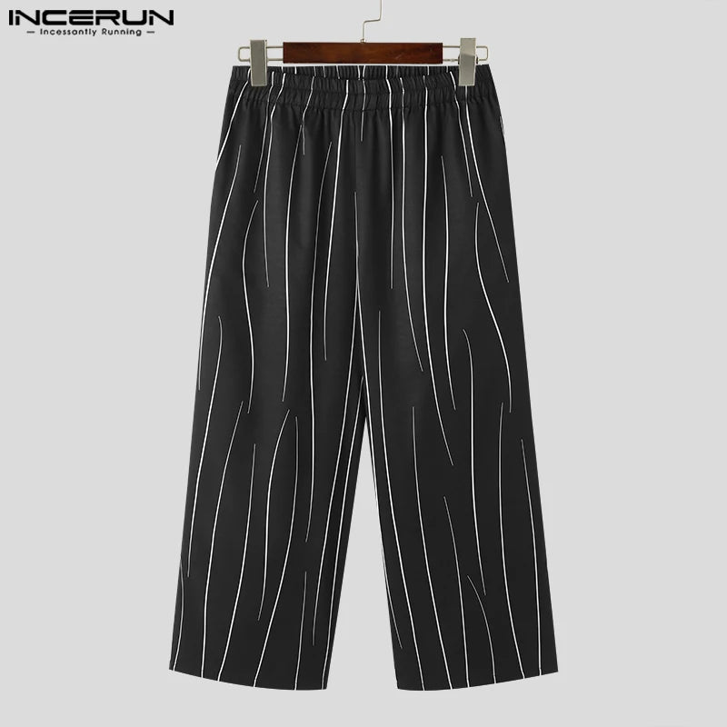 2023 Men Casual Pants Printing Elastic Waist Joggers Loose Korean Trousers Men Streetwear Fashion Male Long Pants S-5XL INCERUN