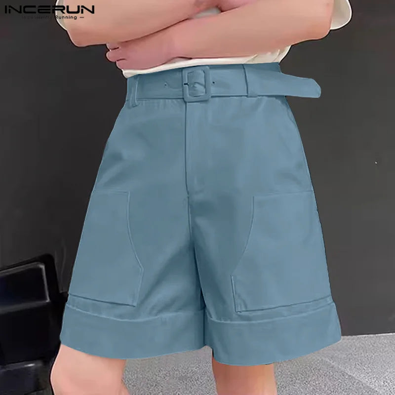 INCERUN 2024 Koreanische Stil Shorts Neue Männer der Tasche Design Solide Hohe Taille Shorts Casual Streetwear Männlichen Heißer Verkauf Shorts S-5XL