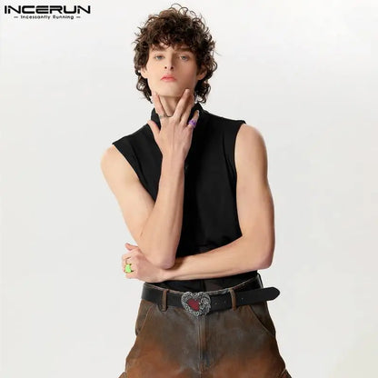 Handsome Well Fitting Tops INCERUN Men's Mesh Patchwork Design Vests Casual Streetwear Hot Sale Sleeveless Tank Tops S-5XL 2024