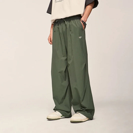 HOUZHOU Parachute Wide Leg Pants Men Baggy Trousers Male Joggers Sweatpants Oversized Loose Casual Sports Streetwear Hip Hop