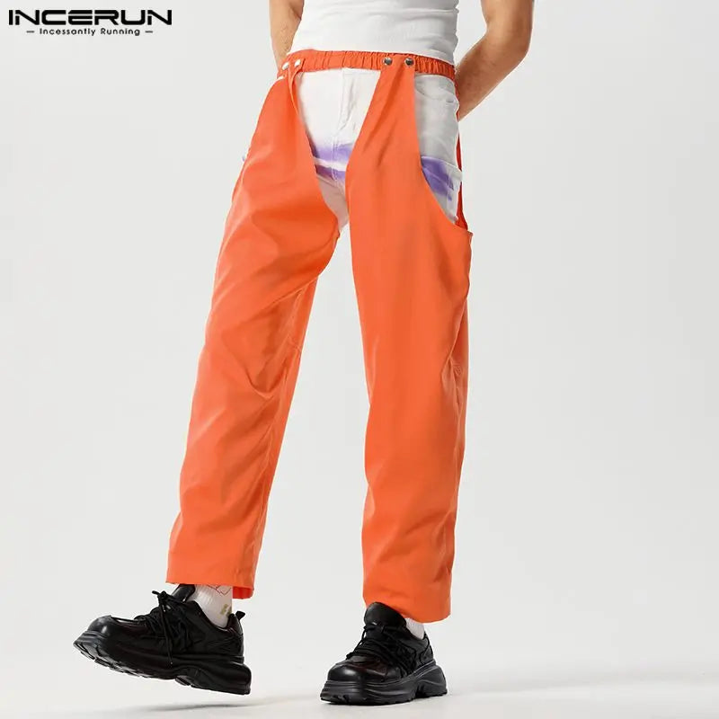 INCERUN 2023 Stilvolle Neue Männer Pantalons Persönlichkeit Aushöhlen Design Hosen Casual Streetwear Solide Alle-spiel Lange Hosen S-5XL