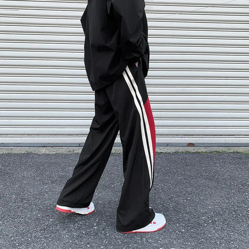 HOUZHOU Baggy Sweatpants Men Parachute Wide Leg Pants Sports Trousers Male Tracksuit Men Vintage Casual Streetwear Sportswear