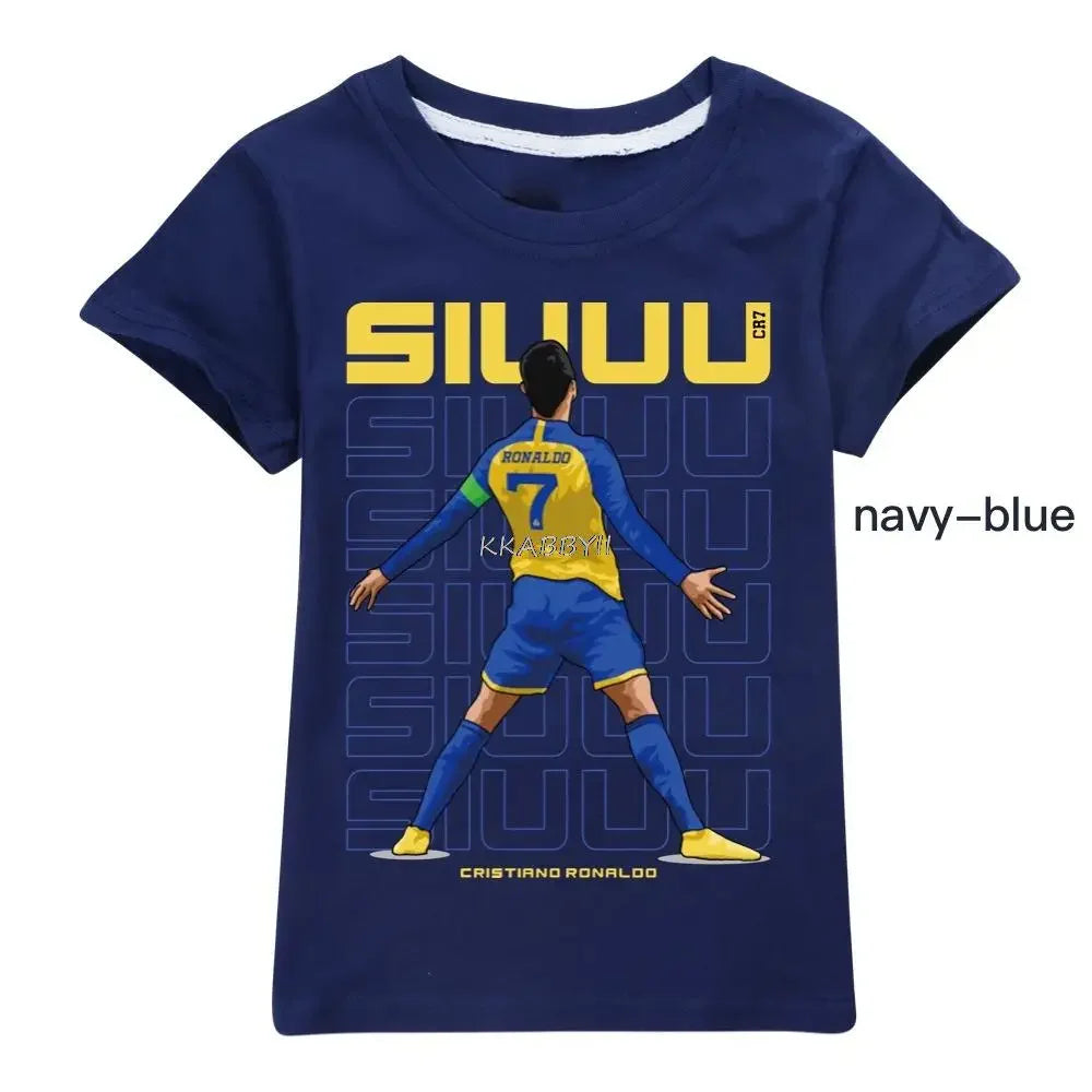 CR7 Baumwoll-T-Shirt für Teenager, T-Shirt für Kleinkinder, Jungen, Oberteile für Mädchen, Schulkinderkleidung