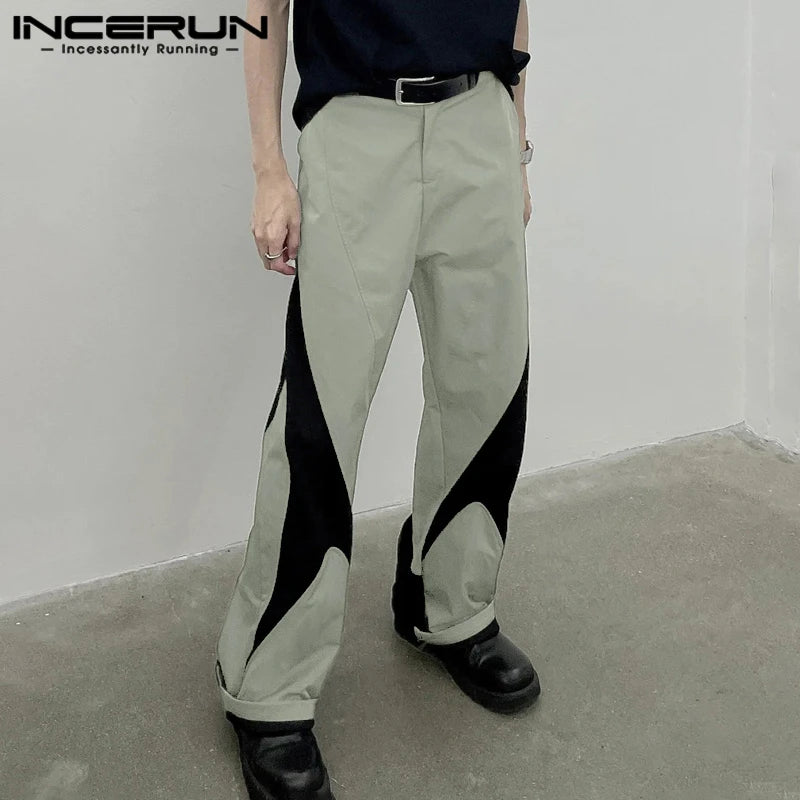 INCERUN 2024 Korean Style Pantalons Men's Deconstructive Splicing Design Long Pant Casual Well Fitting Male Solid Trousers S-5XL