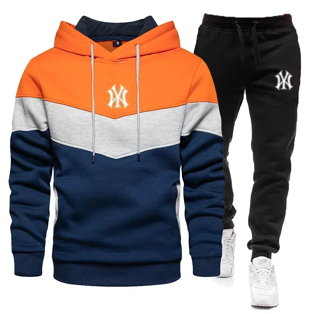 New Men's Sets Spring Autumn Zipper Hoodie and Pants 2 Pieces Casual Tracksuit Male Brand Running Jogging Sportswear Suit