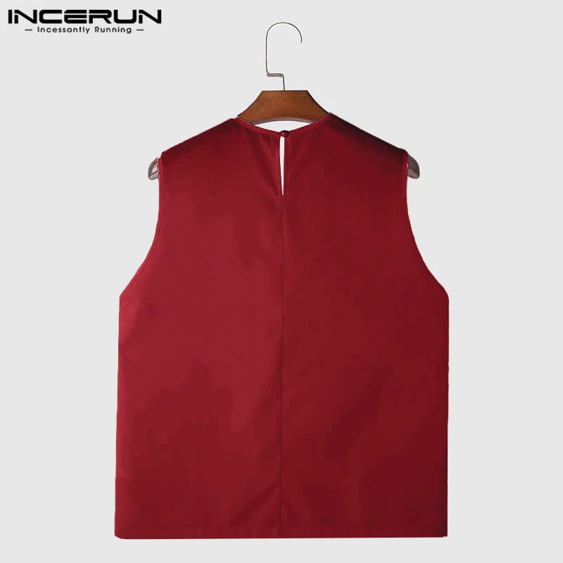 Sexy Stylish Style Tops INCERUN Men Perspective Flower Lace Patchwork Vests Casual Clubwear Thin Sleeveless Tank Tops S-5XL 2024