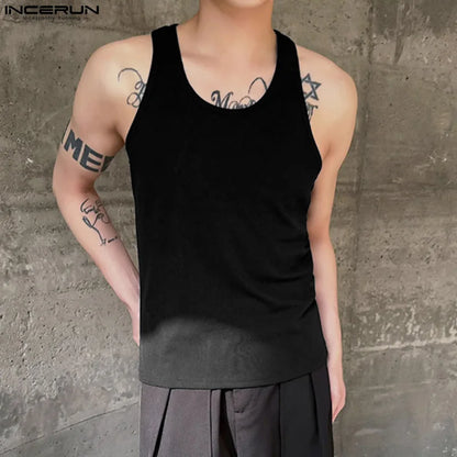 Handsome Well Fitting Tops INCERUN New Men Solid Simple Vests Summer Casual Streetwear All-match Sleeveless Tank Tops S-5XL 2024